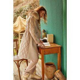 Women's Cashew Coat with Raccoon Fur Collar (Kaban)