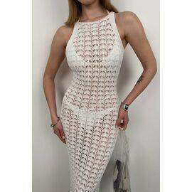 Women's Openwork Dress with Slit Detail