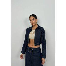 Women's Denim Jacket with Zipper Detail