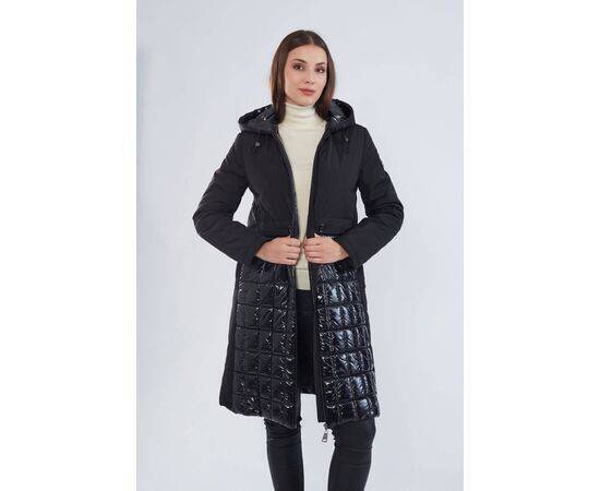 Women's Plus Size Patent Leather Quilted Coat (Kaban)