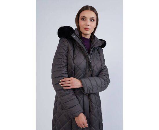 Women's Plus Size Quilted Coat with Stitching Detail (Kaban)