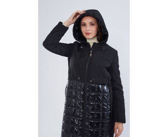 Women's Plus Size Patent Leather Quilted Coat (Kaban)