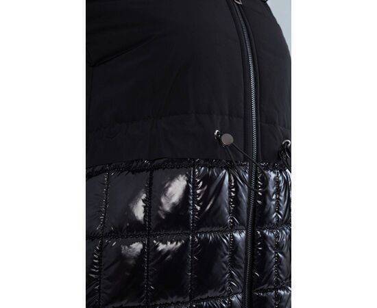 Women's Plus Size Patent Leather Quilted Coat (Kaban)