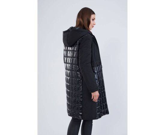 Women's Plus Size Patent Leather Quilted Coat (Kaban)