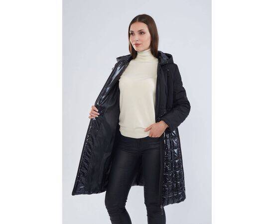 Women's Plus Size Patent Leather Quilted Coat (Kaban)