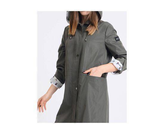 Women's Patterned Lining Hooded Trench Coat