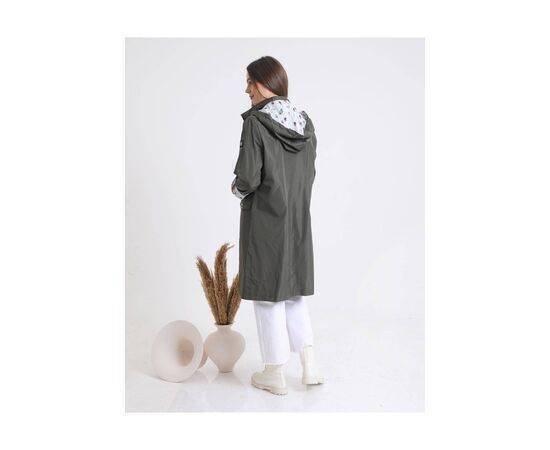 Women's Patterned Lining Hooded Trench Coat