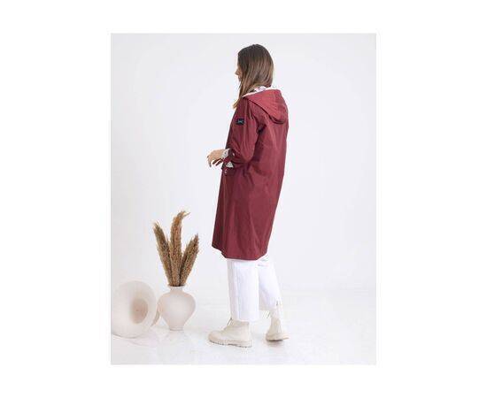 Women's Patterned Lining Hooded Trench Coat