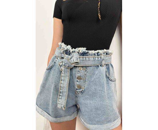 Women's Belted Waist Denim Shorts