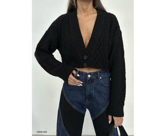 Women's Baklava Pattern Crop Fringed Cardigan