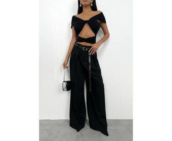 Women's Pleat Detail Belted Trousers