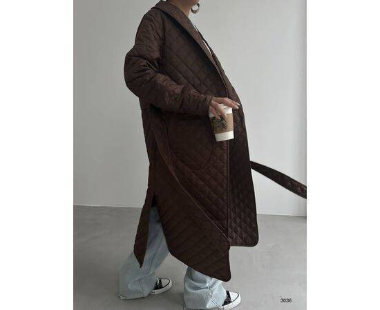 Women's Quilted Pattern Maxi Length Trench Coat