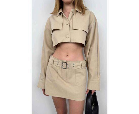 Women's Button Detail Crop Jacket