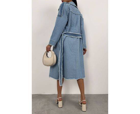 Women's Tassel Detail Denim Trench Coat