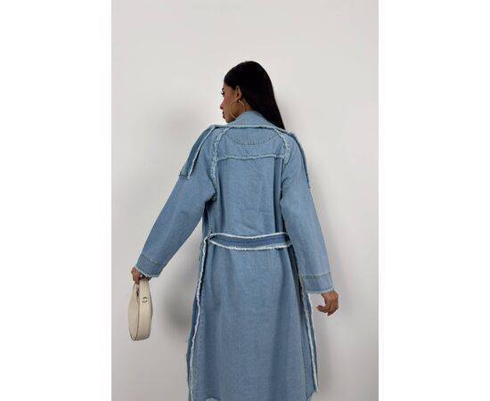 Women's Tassel Detail Denim Trench Coat