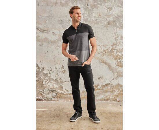 Zippered Polo Neck Short Sleeve T-Shirt