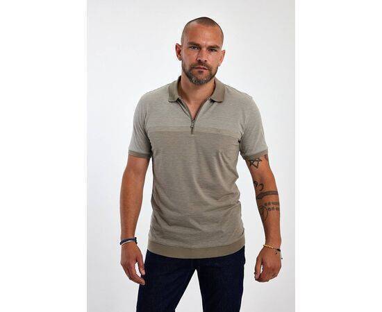 Zippered Polo Neck Short Sleeve T-shirt