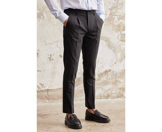 Single Pleated Fabric Trousers with Side Pockets