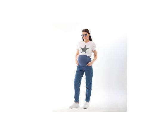 Maternity Flexible Belly Banded Adjustable Waist Boyfriend Jeans Blue