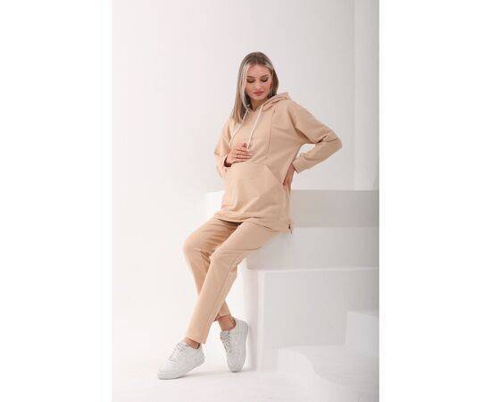 Maternity Breastfeeding Detailed Zippered Oversized Flexible Adjustable Abdominal Band Çağla Tracksuit Set