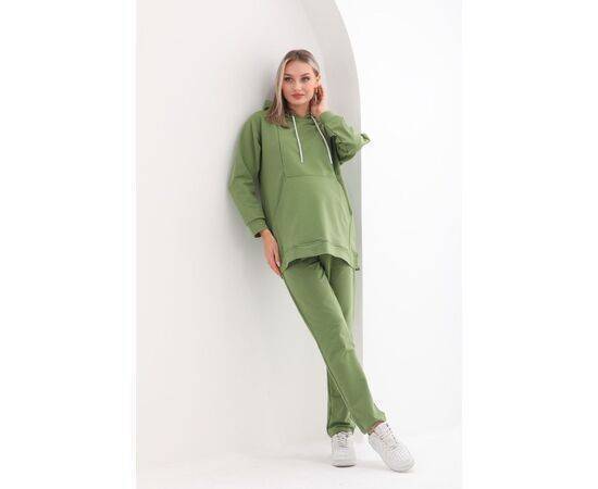 Maternity Breastfeeding Detailed Zippered Oversized Flexible Adjustable Abdominal Band Çağla Tracksuit Set