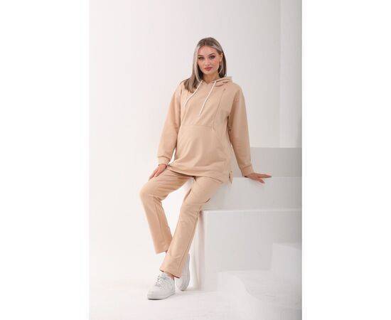 Maternity Breastfeeding Detailed Zippered Oversized Flexible Adjustable Abdominal Band Çağla Tracksuit Set