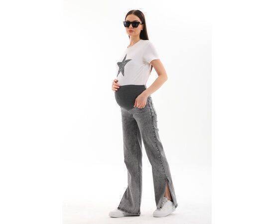 Maternity Flexible Belly Banded Waist Adjustable Pipe Leg Slit Jeans Anthracite