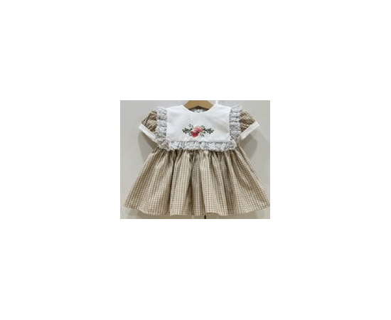 Camel Gingham Bibs Dress