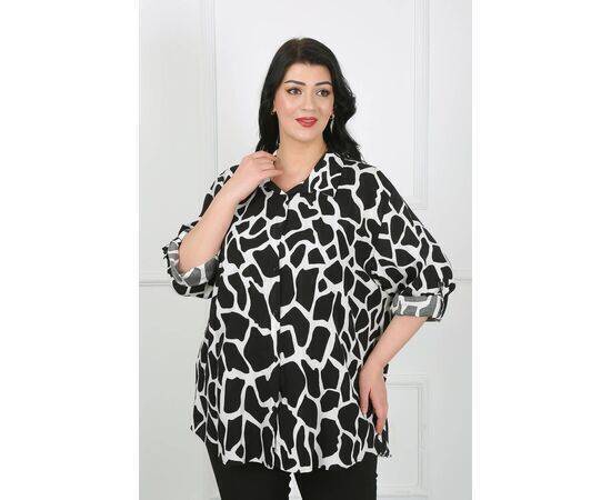 Women's Patterned Cotton Viscose Plus Size Shirt