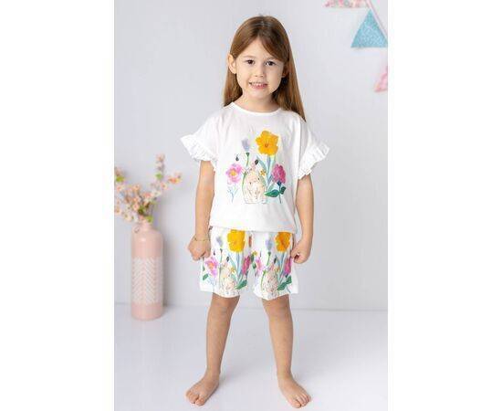 Flower Patterned Short & T-Shirt Set for Girls