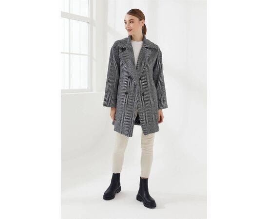 Four Button Fishbone Pattern Short Coat