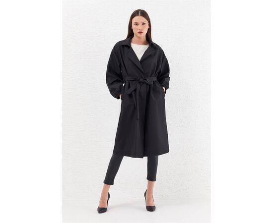 Balloon Sleeve Trench Coat with Pocket