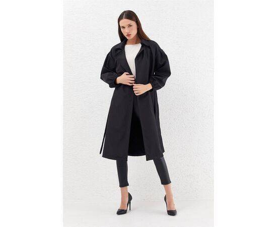 Balloon Sleeve Trench Coat with Pocket